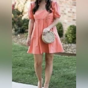 Women’s Wild Fable Puff Short Sleeve Dress Size M Peach Orange
